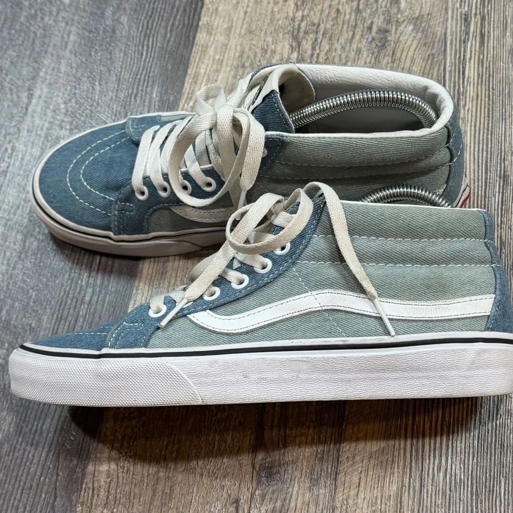 Vans Sk8-Mid Reissue Sneakers Mens 7.5 Blue Denim Two-Tone Mid-Top Skate Shoes